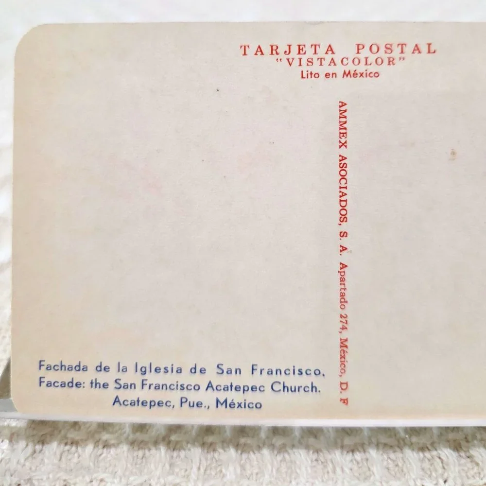 Vintage 1970s San Francisco Acatepec Church Mexico AMMEX Vistacolor Postcard UNP